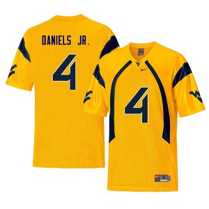 Men's West Virginia #4 Mike Daniels Jr. Yellow Retro Official Jersey 704028-967