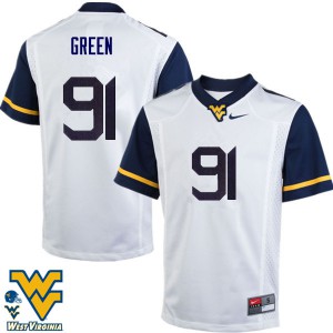Mens Mountaineers #91 Nate Green White Football Jersey 207228-439