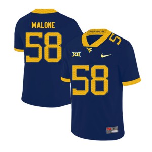Mens West Virginia Mountaineers #58 Nick Malone Navy 2019 Stitched Jersey 947225-171