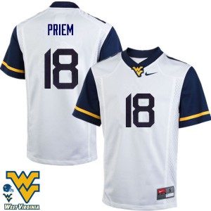 Men West Virginia University #18 Nick Priem White Stitched Jerseys 531082-414