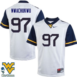 Mens West Virginia University #97 Noble Nwachukwu White Stitch Jersey 377617-936