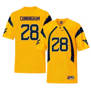 Mens WVU #28 Nunu Cunningham Yellow Retro College Jerseys 990068-882
