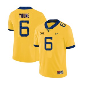Mens West Virginia Mountaineers #6 Scottie Young Yellow Football Jerseys 998717-870