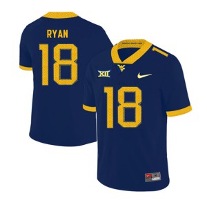 Men's West Virginia University #18 Sean Ryan Navy 2019 Embroidery Jersey 941308-383