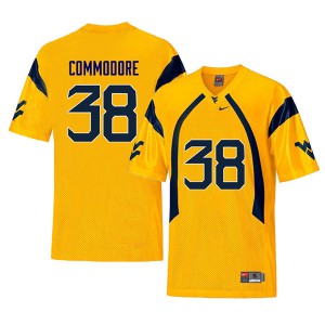 Mens West Virginia #38 Shane Commodore Yellow Retro Official Jersey 982346-436