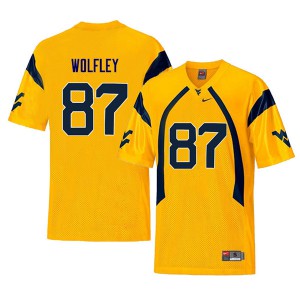 Men's WVU #87 Stone Wolfley Yellow Retro High School Jerseys 858089-657