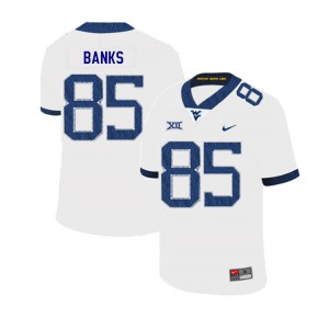 Mens WVU #85 T.J. Banks White 2019 Stitched Jerseys 440397-727