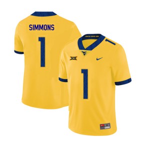 Men's West Virginia Mountaineers #1 T.J. Simmons Yellow 2019 Football Jersey 456118-697
