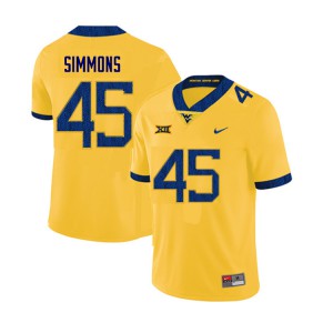 Mens WVU #45 Taurus Simmons Yellow Football Jerseys 565545-208