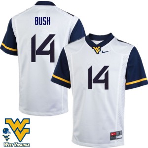 Men WVU #14 Tevin Bush White Stitched Jerseys 214159-392