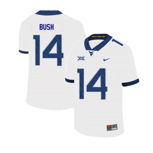 Mens West Virginia #14 Tevin Bush White 2019 Player Jersey 975678-414