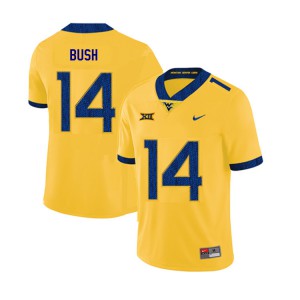 Mens West Virginia University #14 Tevin Bush Yellow 2019 Official Jersey 478006-224