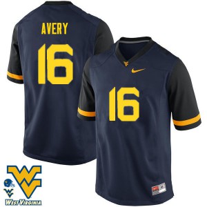 Men's West Virginia #16 Toyous Avery Navy Official Jerseys 339168-107