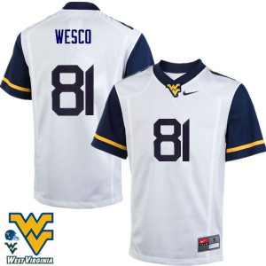 Men West Virginia #81 Trevon Wesco White Stitch Jersey 205956-210