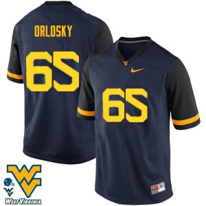 Men's West Virginia University #65 Tyler Orlosky Navy NCAA Jersey 627428-239