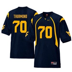 Mens WVU #70 Tyler Thurmond Navy Retro Embroidery Jersey 546007-702