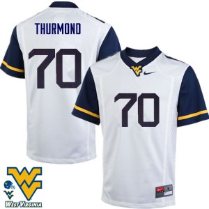 Men's West Virginia #70 Tyler Thurmond White Embroidery Jerseys 242821-465