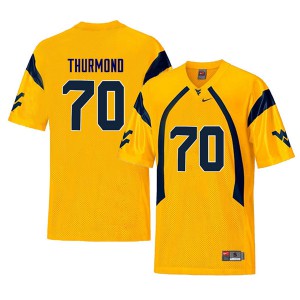 Men West Virginia #70 Tyler Thurmond Yellow Retro University Jersey 435516-201