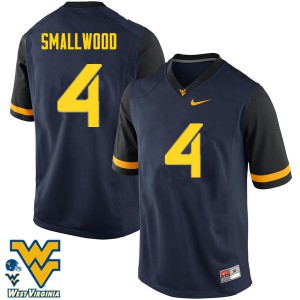 Mens West Virginia Mountaineers #4 Wendell Smallwood Navy Player Jerseys 938023-548