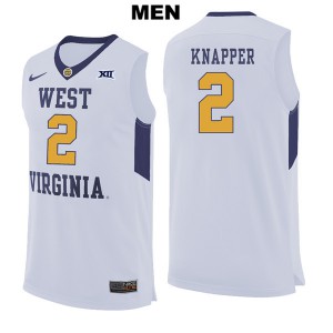 Mens West Virginia Mountaineers #2 Brandon Knapper White Stitched Jersey 895394-928