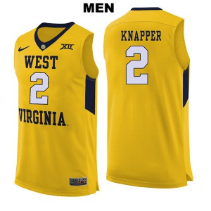 Men WVU #2 Brandon Knapper Yellow Official Jersey 638186-717