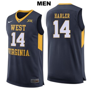 Men West Virginia #14 Chase Harler Navy NCAA Jersey 688940-153