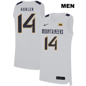 Men's West Virginia #14 Chase Harler White NCAA Jersey 871362-265