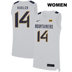 Women's WVU #14 Chase Harler White Basketball Jersey 952035-794