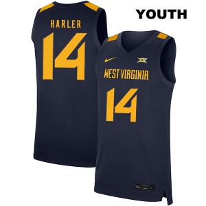 Youth West Virginia Mountaineers #14 Chase Harler Navy Basketball Jersey 696430-196