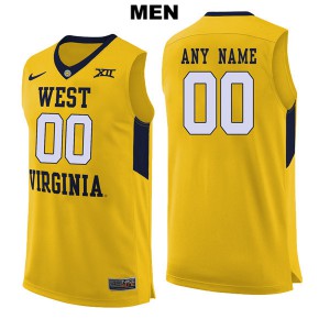 Men West Virginia University #00 Custom Yellow Basketball Jerseys 721147-436