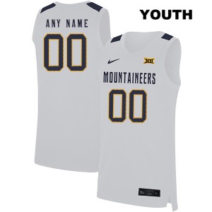 Youth WVU #00 Custom White Embroidery Jersey 233388-714