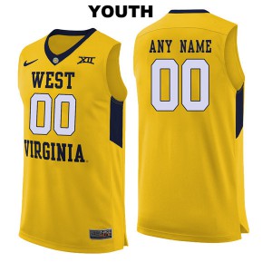 Youth West Virginia University #00 Custom Yellow NCAA Jerseys 463223-390