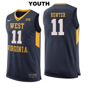 Youth West Virginia University #11 DAngelo Hunter Navy Stitched Jersey 501273-607