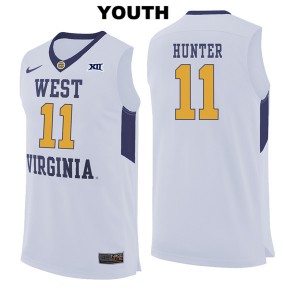 Youth West Virginia Mountaineers #11 DAngelo Hunter White Embroidery Jersey 260452-711