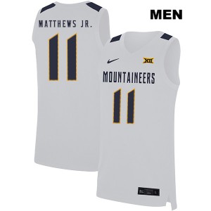 Men West Virginia Mountaineers #11 Emmitt Matthews Jr. White College Jerseys 392483-614