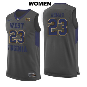 Women West Virginia University #23 Esa Ahmad Gray NCAA Jersey 428745-442