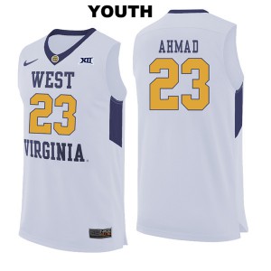 Youth West Virginia #23 Esa Ahmad White Stitch Jersey 594363-220