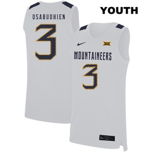 Youth West Virginia University #3 Gabe Osabuohien White Official Jersey 363499-322
