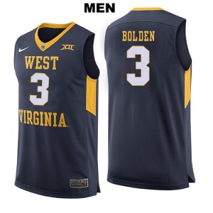 Mens West Virginia #3 James Bolden Navy Basketball Jersey 467093-163