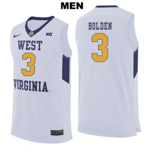 Men West Virginia Mountaineers #3 James Bolden White Stitched Jersey 998473-591