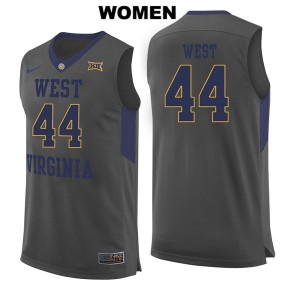 Women Mountaineers #44 Jerry West Gray Embroidery Jerseys 334162-633