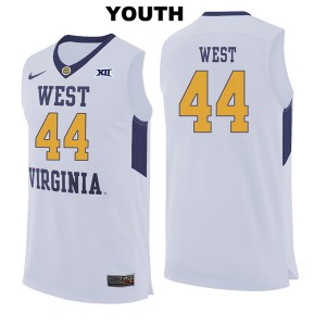 Youth Mountaineers #44 Jerry West White Official Jersey 903459-310