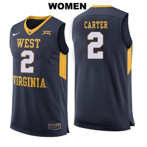 Womens West Virginia #2 Jevon Carter Navy University Jerseys 421786-595