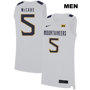 Mens West Virginia Mountaineers #5 Jordan McCabe White High School Jerseys 664271-145