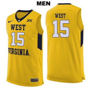 Men WVU #15 Lamont West Yellow Basketball Jersey 103035-970