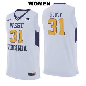 Womens Mountaineers #31 Logan Routt White Player Jerseys 102045-733
