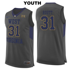 Youth Mountaineers #31 Logan Routt Gray Embroidery Jerseys 251287-698