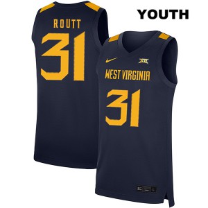 Youth West Virginia #31 Logan Routt Navy Player Jersey 631515-148