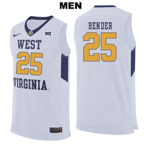 Mens West Virginia Mountaineers #25 Maciej Bender White NCAA Jerseys 537947-204