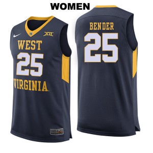 Women West Virginia #25 Maciej Bender Navy Stitched Jerseys 752801-651